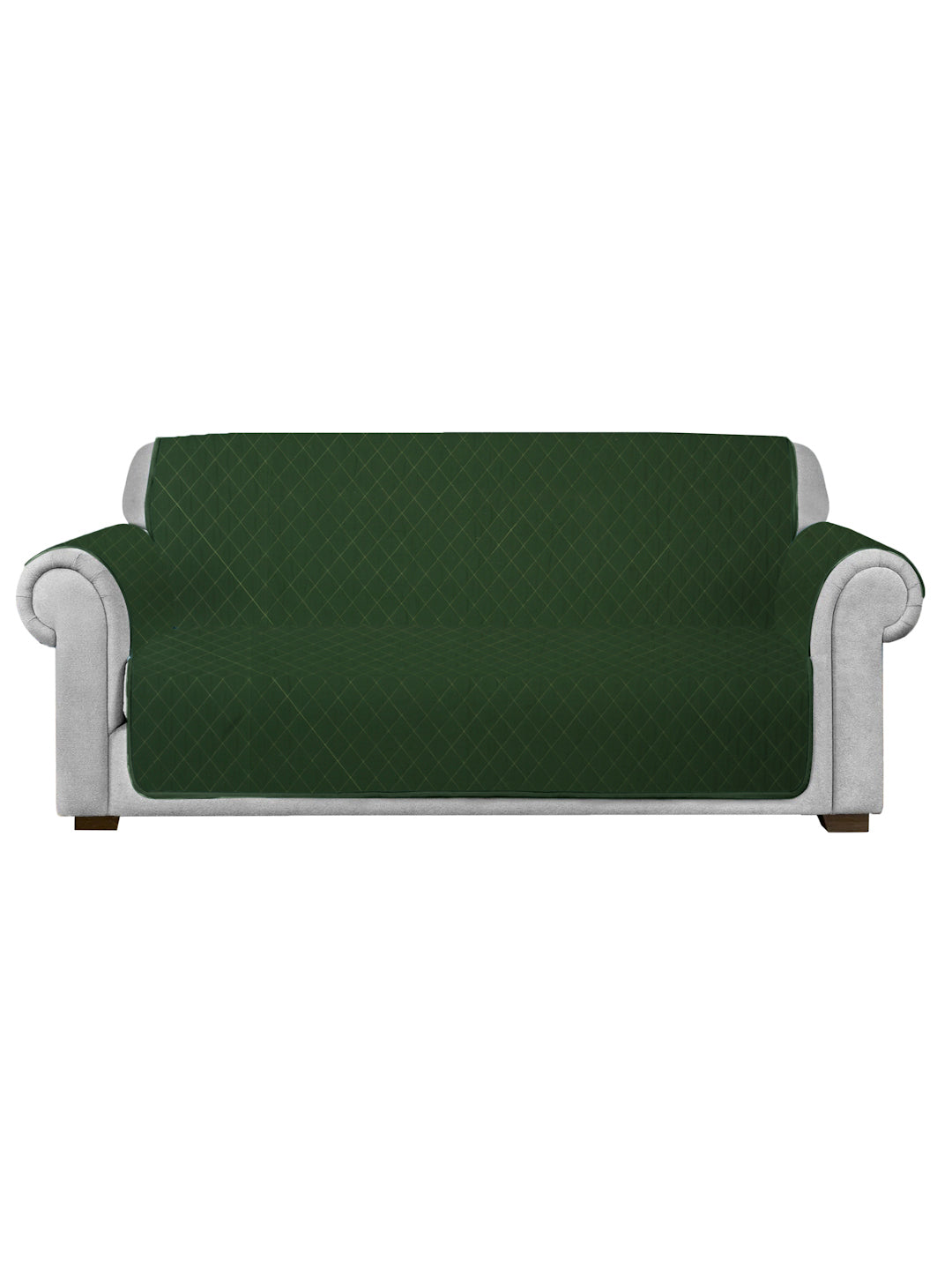 Green Quilted Printed Cotton 2 Seater Sofa Cover