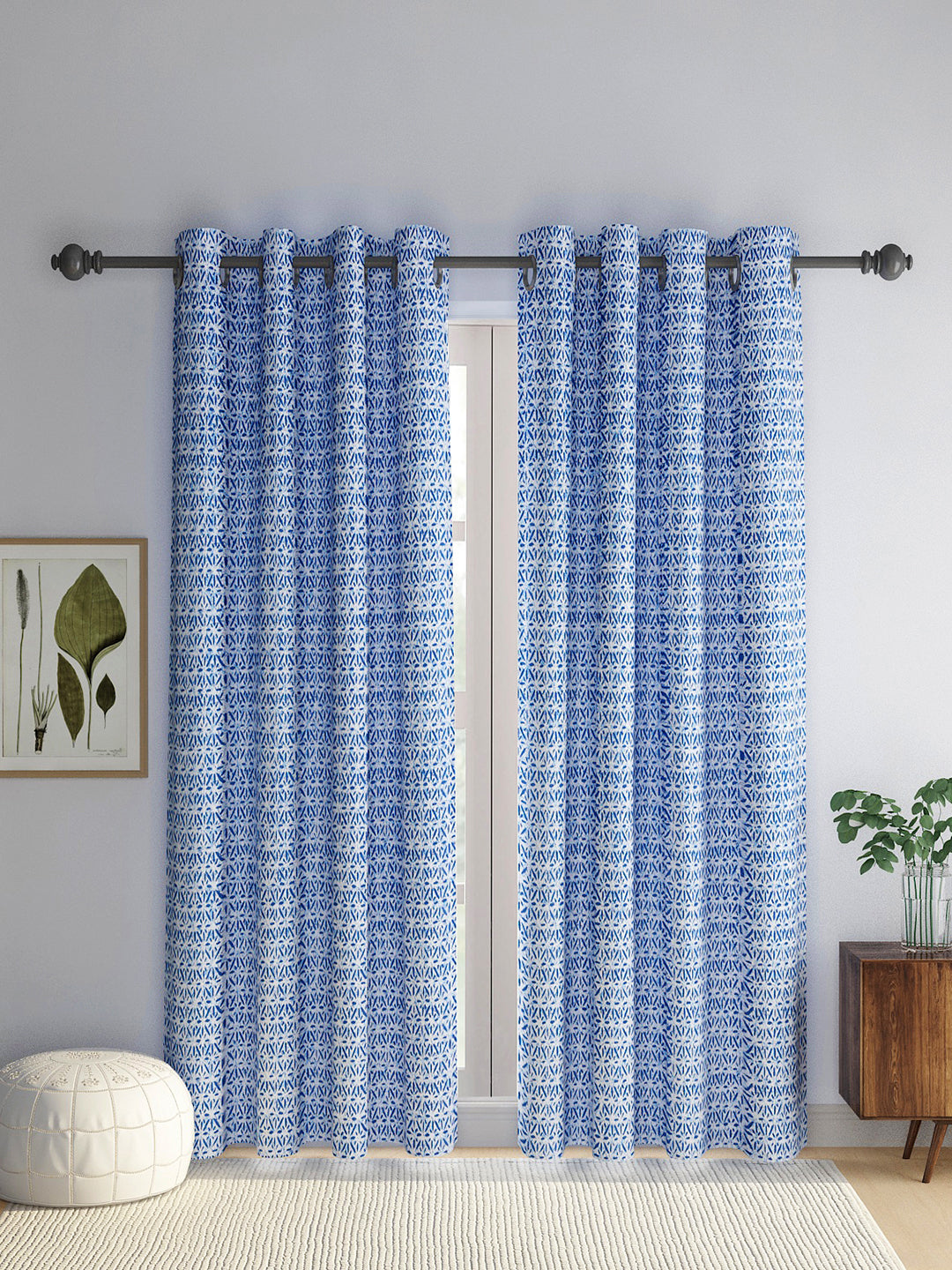Rajsthan Décor Screen Print Cotton Floral Long Door Curtain Set of 2 (54x110 inch)