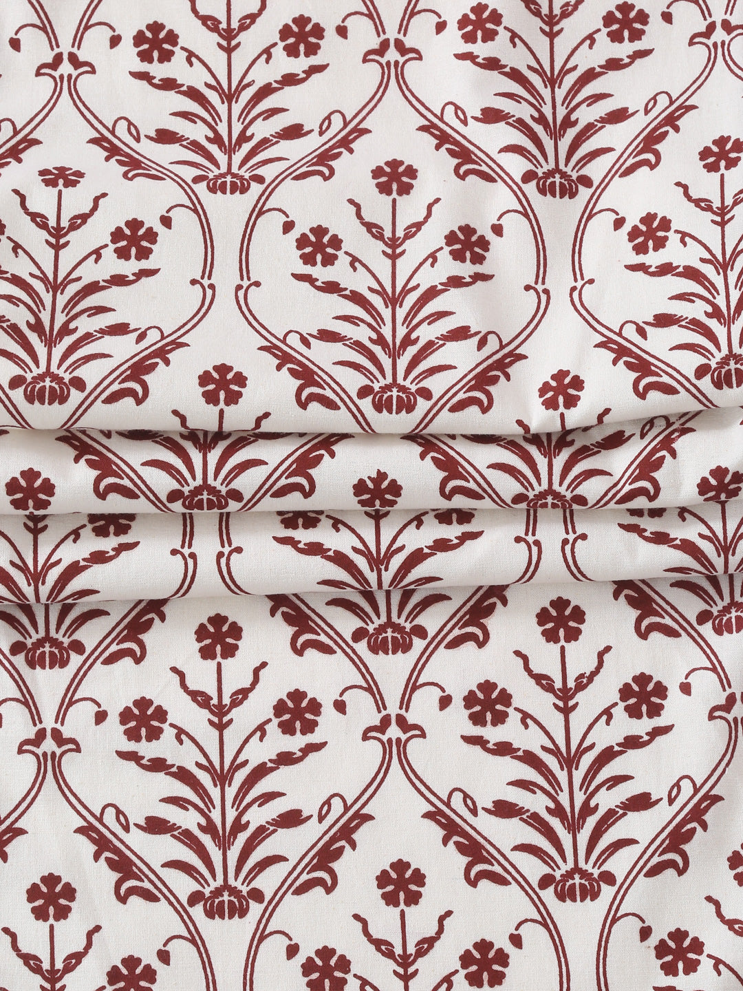 Rajasthan Décor White and Red Coloured Ethnic Motifs Cotton Table Cover