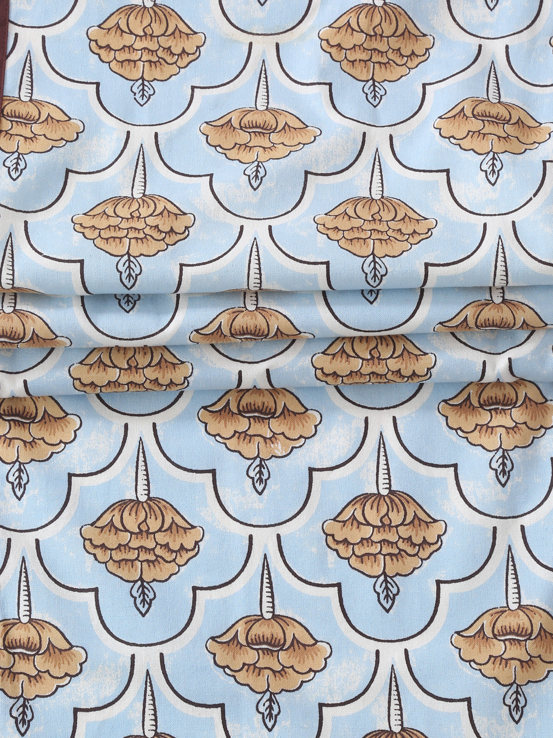 Rajasthan Décor Sky Blue Coloured Floral Cotton Table Cover