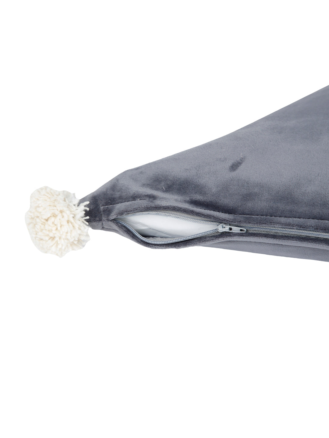 Eyda Super Soft Velvet Grey Color Set of 2 Triangle Filled Cushion-15x15x15 Inch