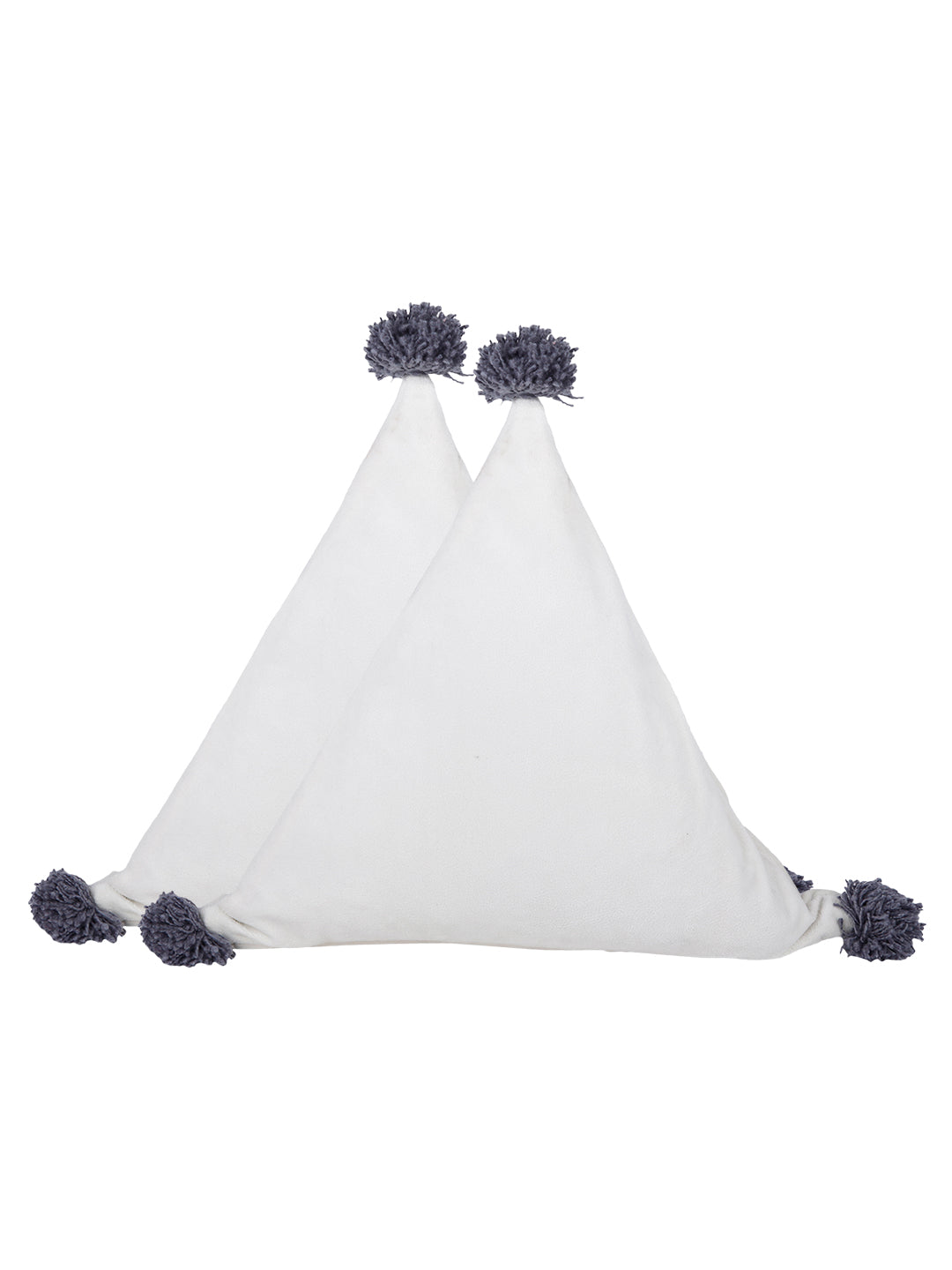 Eyda Super Soft Velvet White Color Set of 2 Triangle Filled Cushion-15x15x15 Inch