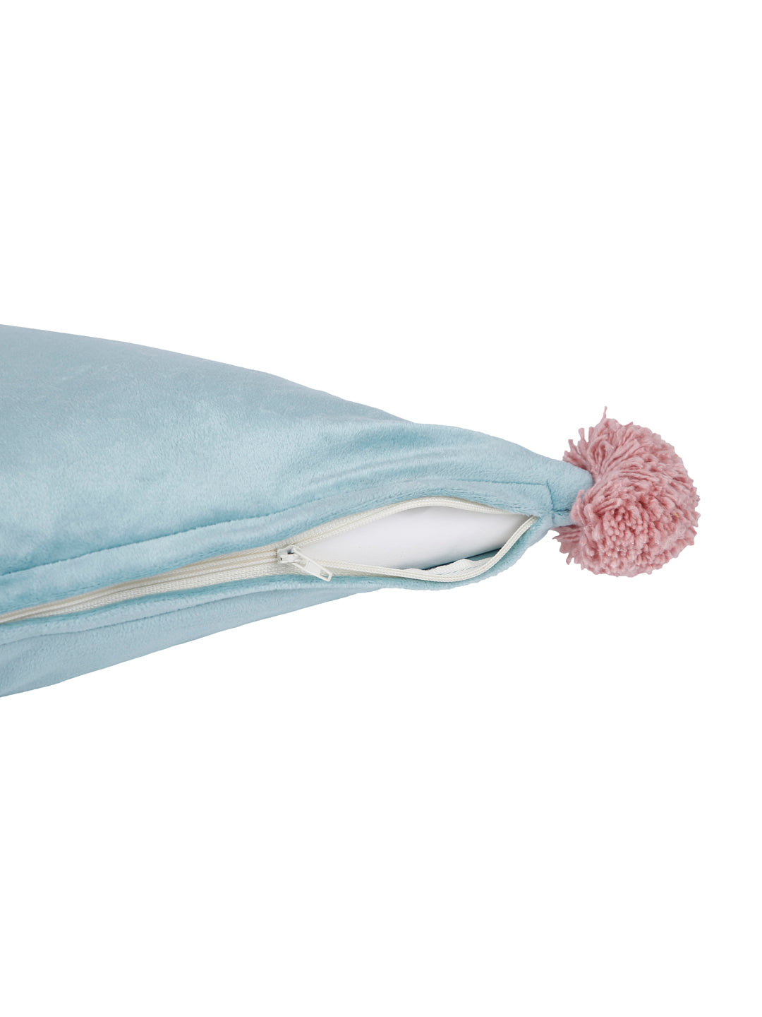 Eyda Super Soft Velvet Aqua Color Set of 2 Triangle Filled Cushion-15x15x15 Inch