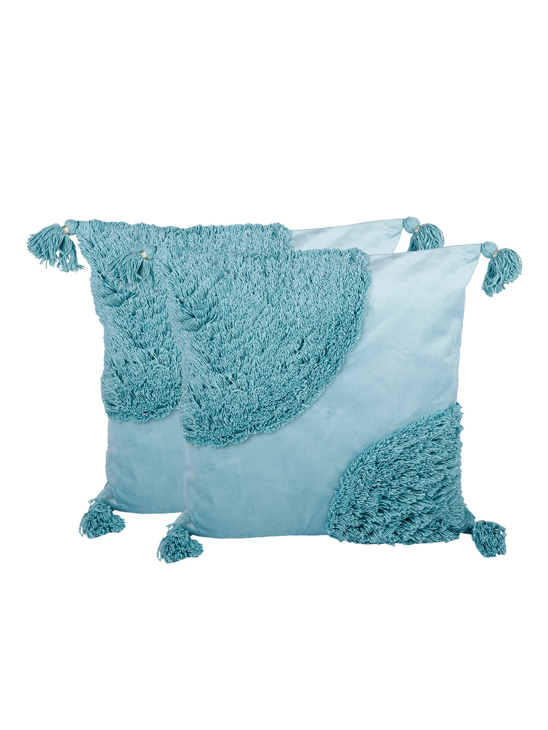 Eyda Super Soft Aqua Color Set of 2 Cushion Cover-18x18 Inch