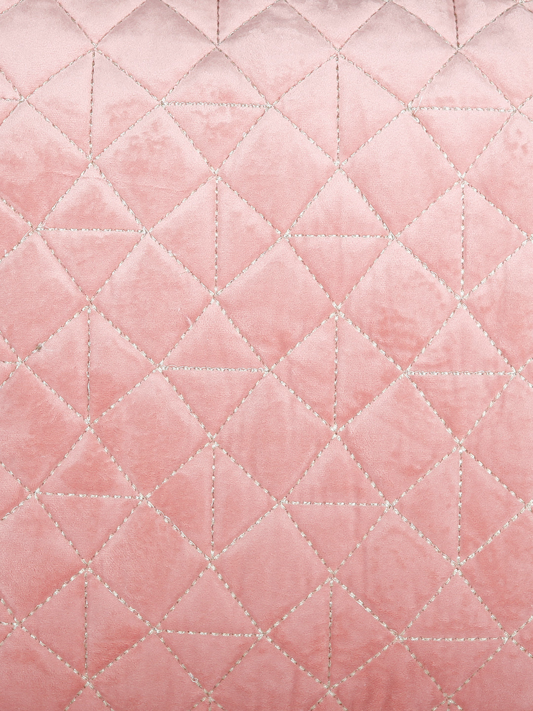 Eyda Super Soft Velvet Peach Color Set of 2 Quilted Cushion Cover-18x18 Inch
