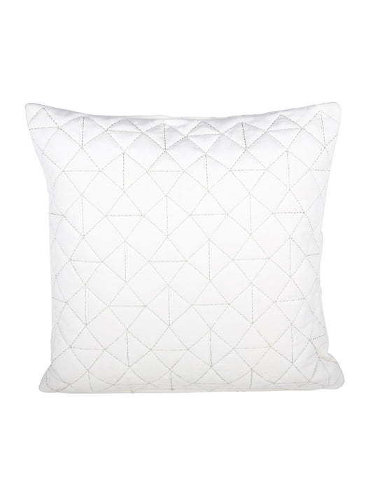 Eyda Super Soft Velvet Ivory Color Set of 2 Quilted Cushion Cover-18x18 Inch
