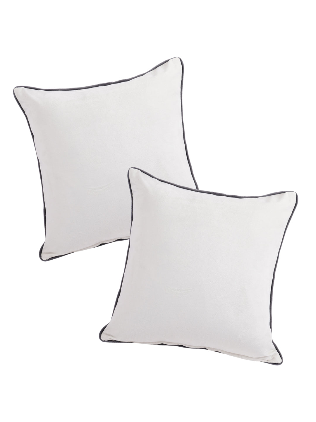 Eyda Velvet Ivory Color Cushion Cover Set of 2-18x18 Inch