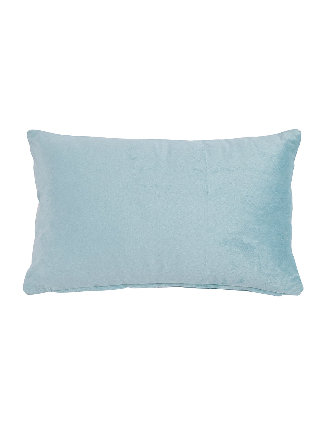 Eyda Super Soft Velvet Aqua Color Set of 2 Quilted Cushion Cover-12x20 Inch