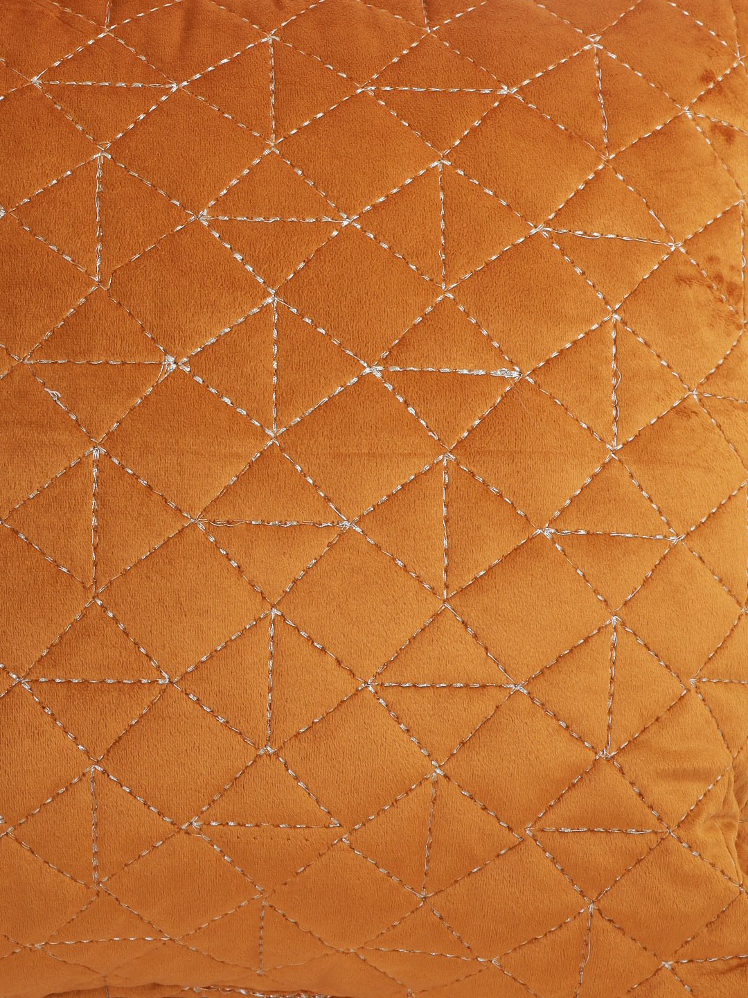 Eyda Super Soft Velvet Rust Color Set of 2 Quilted Cushion Cover-18x18 Inch