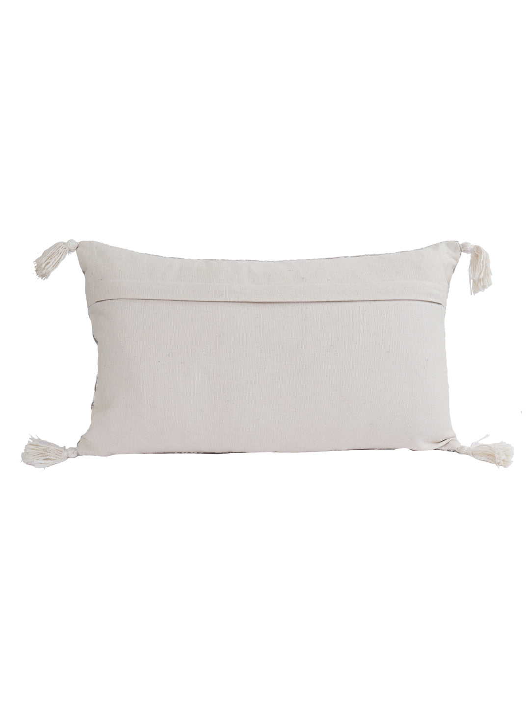 Eyda Super Soft Grey Color Set of 2 Embroidered Cushion Cover-12x20 Inch