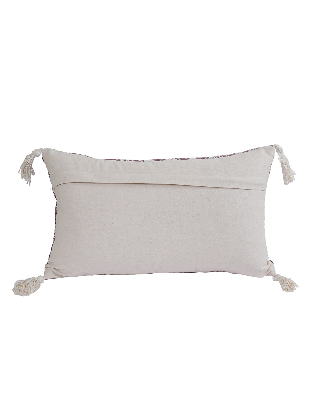 Eyda Super Soft Purple Color Set of 2 Embroidered Cushion Cover-12x20 Inch