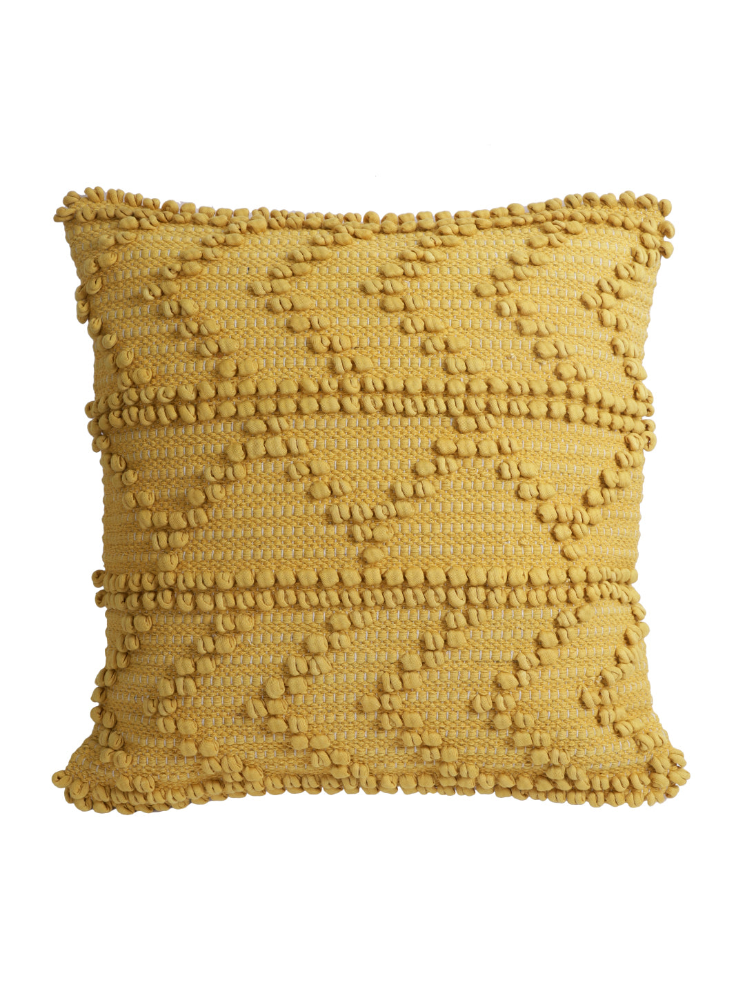 Eyda Yellow Hand Woven Cotton Set of 2 Cushion Cover-18x18 Inch