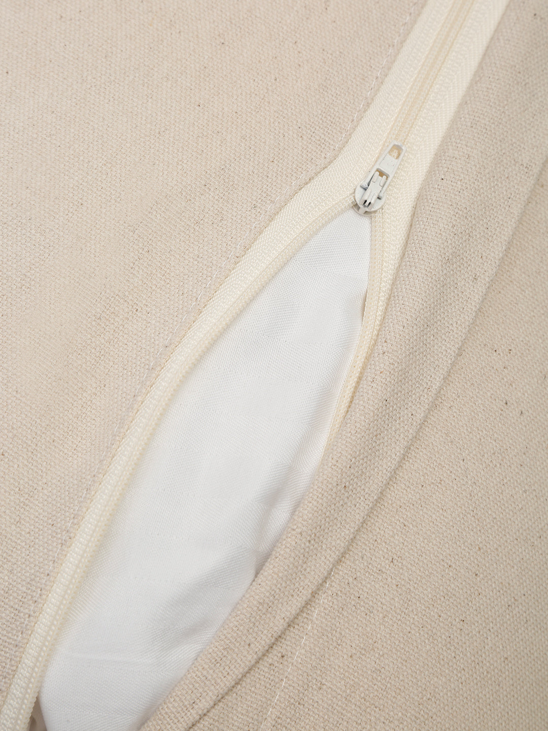 Ivory Color Cotton Hand Work Cushion Cover Set of 2 (18x18 Inch)