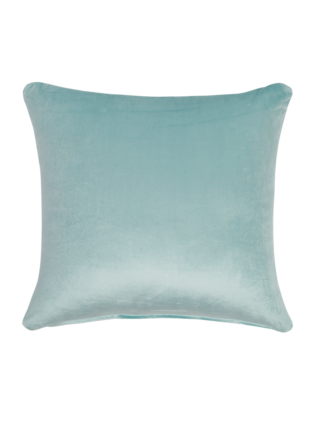 Aqua Color Velvet Hand Work Cushion Cover Set of 2 (18x18 Inch)