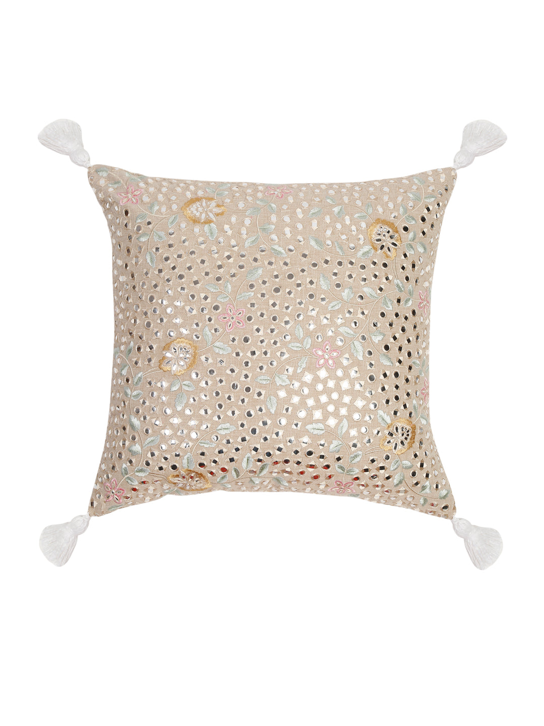 Mirror Work Cushion Cover Set of 2 (16x16 Inch)