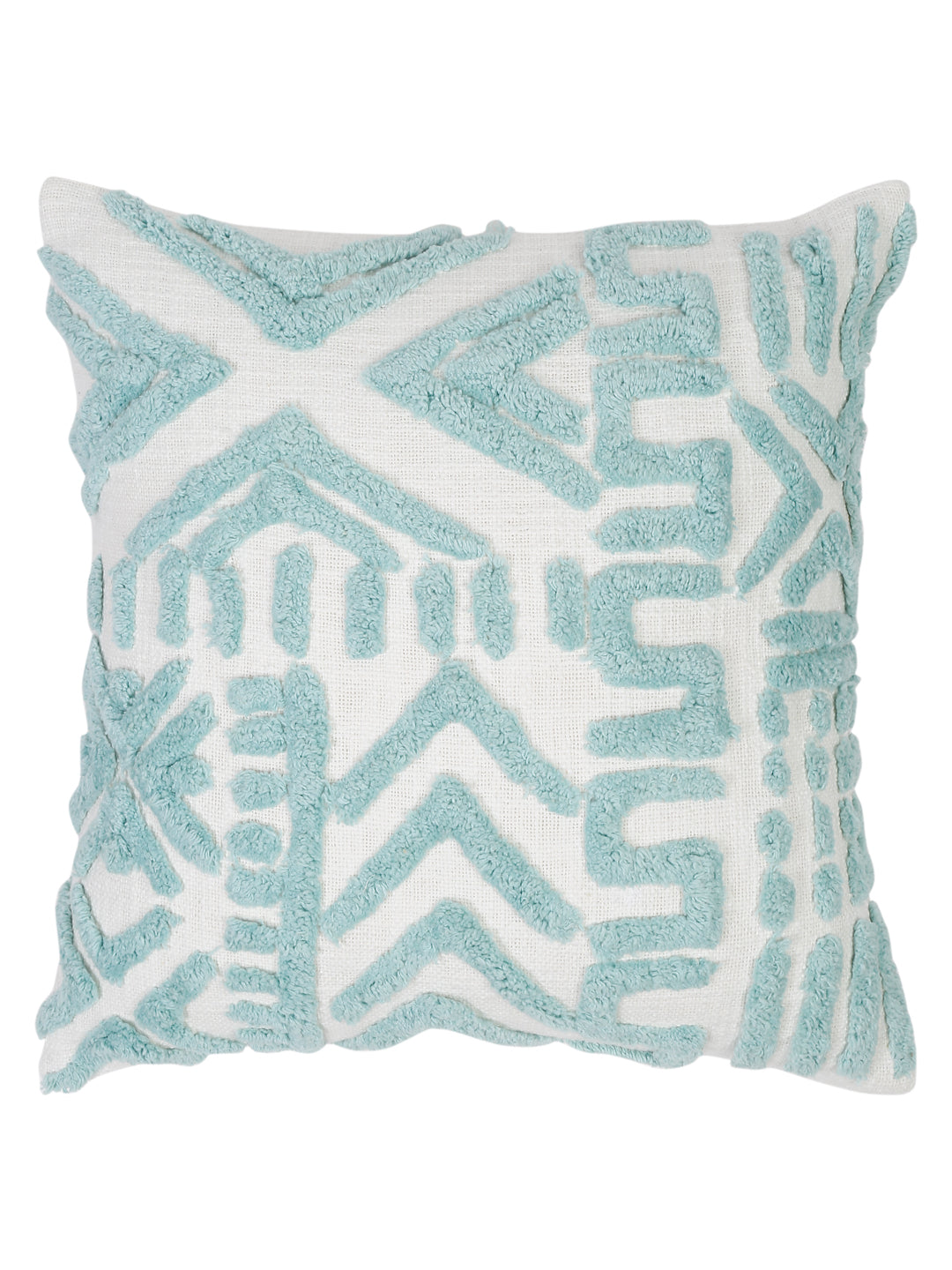 100% Cotton Tufted Aqua Cushion Cover Set of 2 (18x18 Inch)