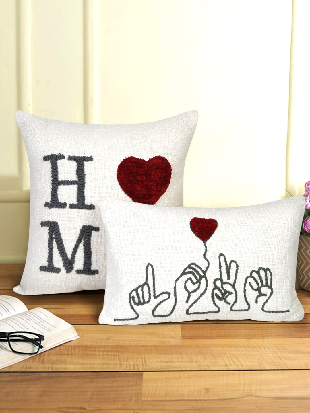 Eyda Cotton Embroidered Cushion Cover Set of 2