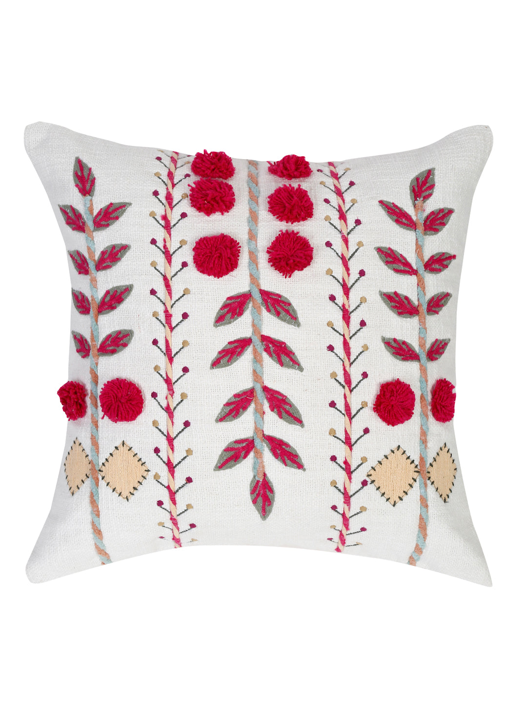 Eyda Embroidered Cotton Cushion Covers Set of 2-18x18 inch