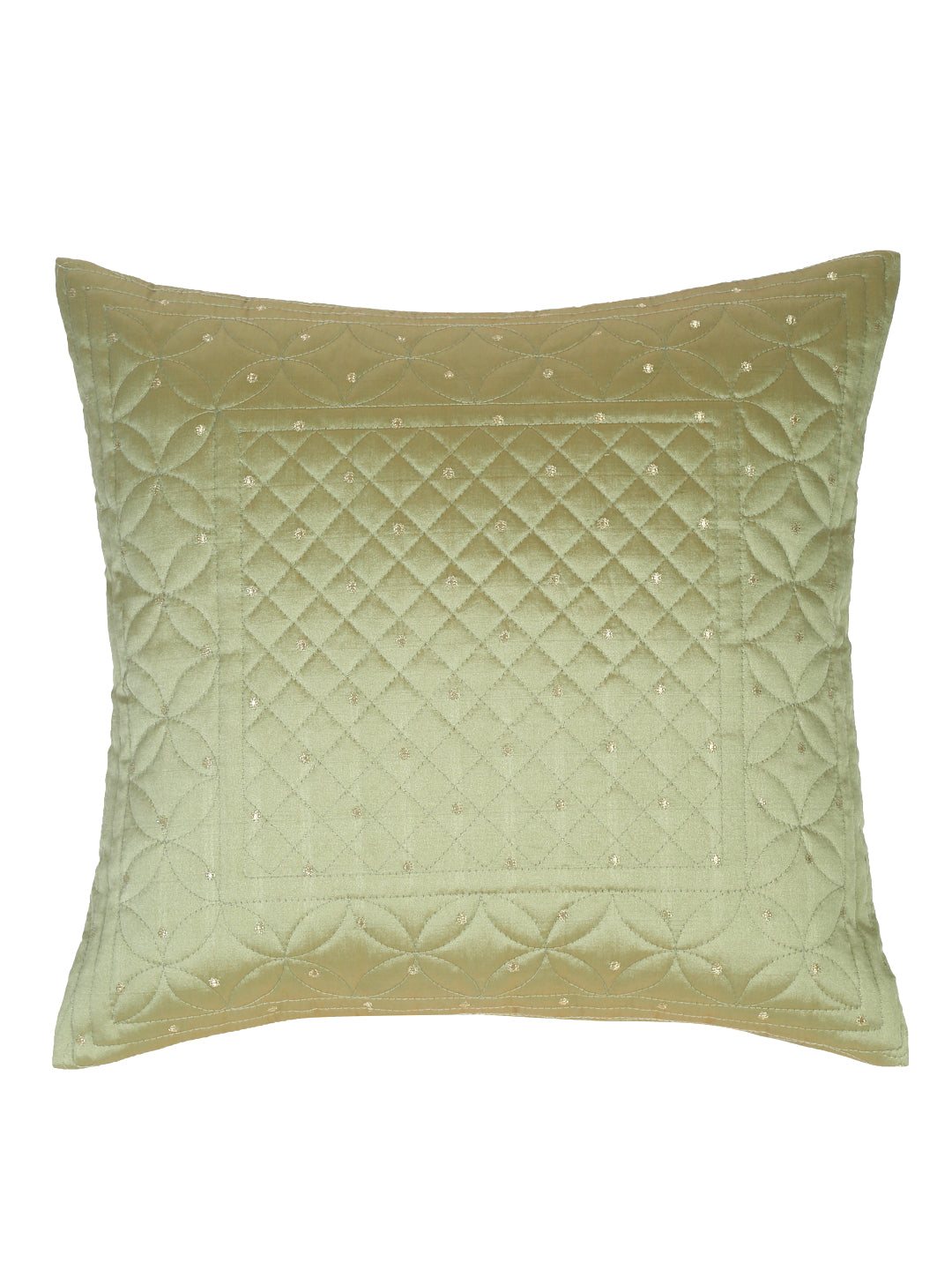 Eyda Green Color Quilted Cushion Covers Set of 2 - 16x16 inch
