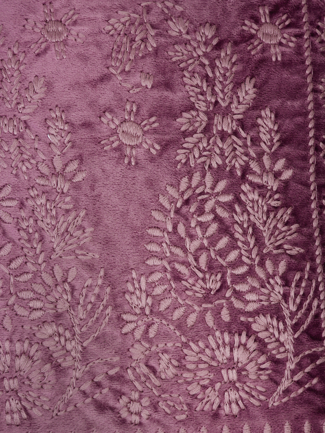 Eyda Purple Color Embroidered Velvet Cushion Covers Set of 2 - 18x18 inch