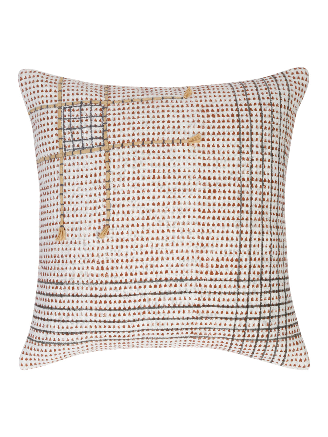 Eyda Hand Block Printed Cotton Sofa Cushion Covers Set of 2 18x18 inch