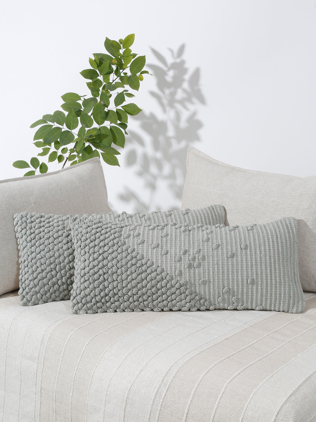 Eyda 100% Cotton Woven Designer Cushion Covers Set of 2 12x28 inch