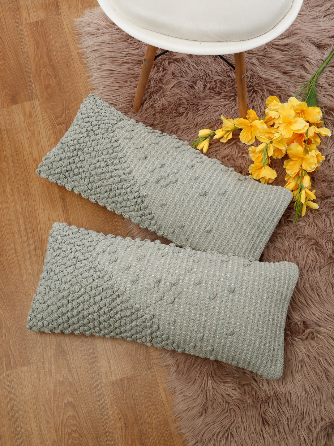 Eyda 100% Cotton Woven Designer Cushion Covers Set of 2 12x28 inch