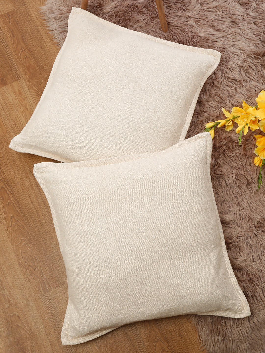 Eyda 100% Cotton Woven Sofa Cushion Covers Set of 2- 24x24 inch