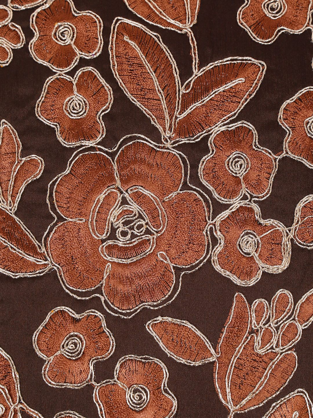 Eyda Copper and Brown Color Embroidered Cushion Cover Set of 2-16x16 inch