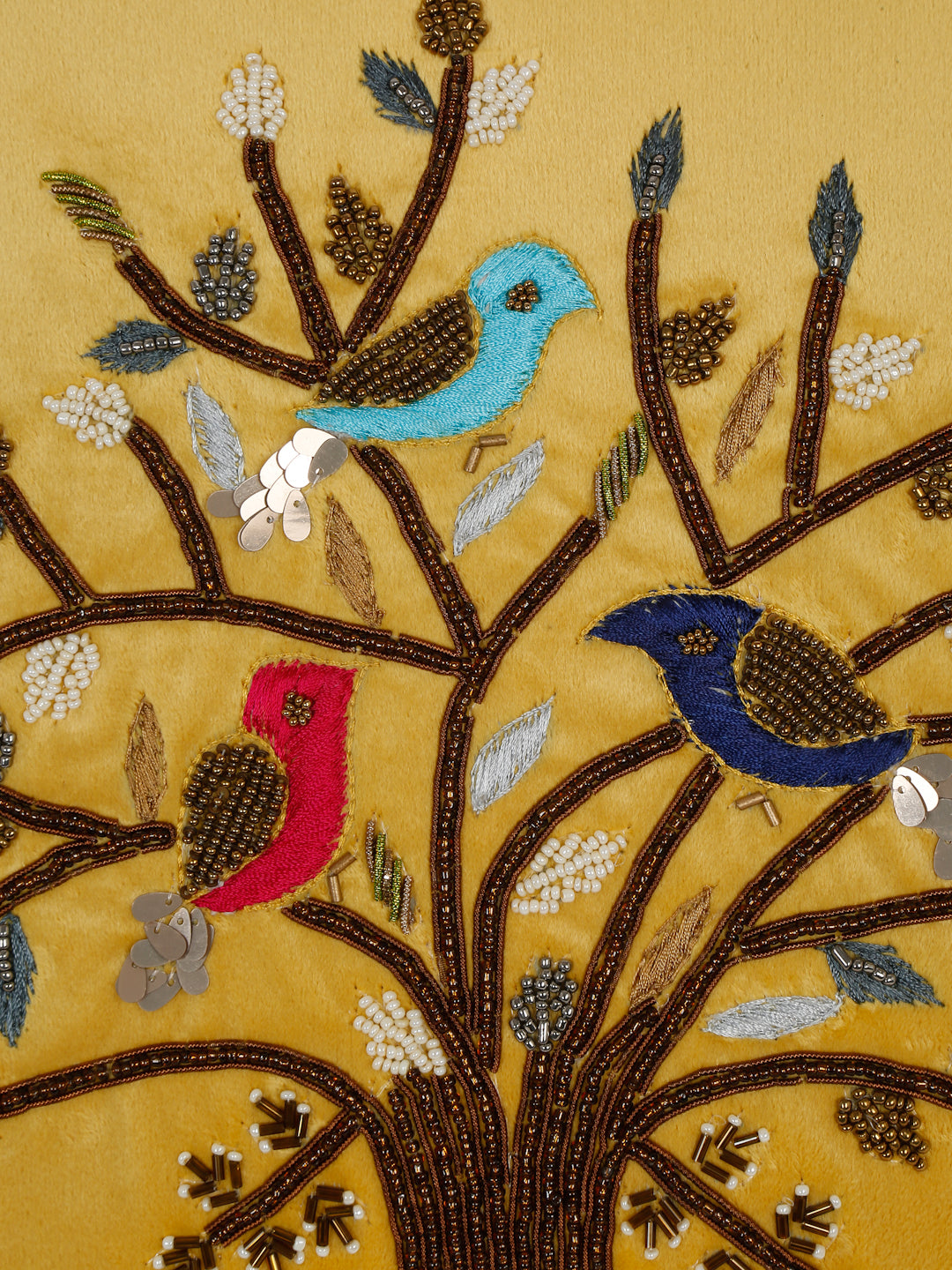 Eyda Yellow Velvet Embroidered Cushion Cover Set of 2