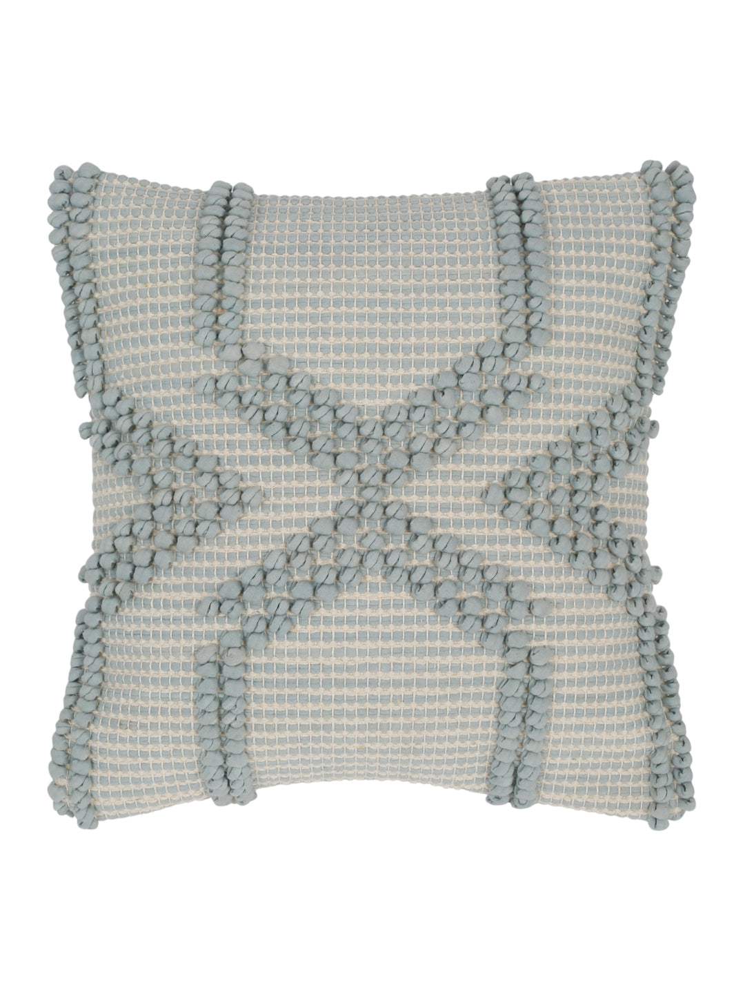 Eyda Aqua Blue Cotton Hand Woven Cushion Cover Set of 2