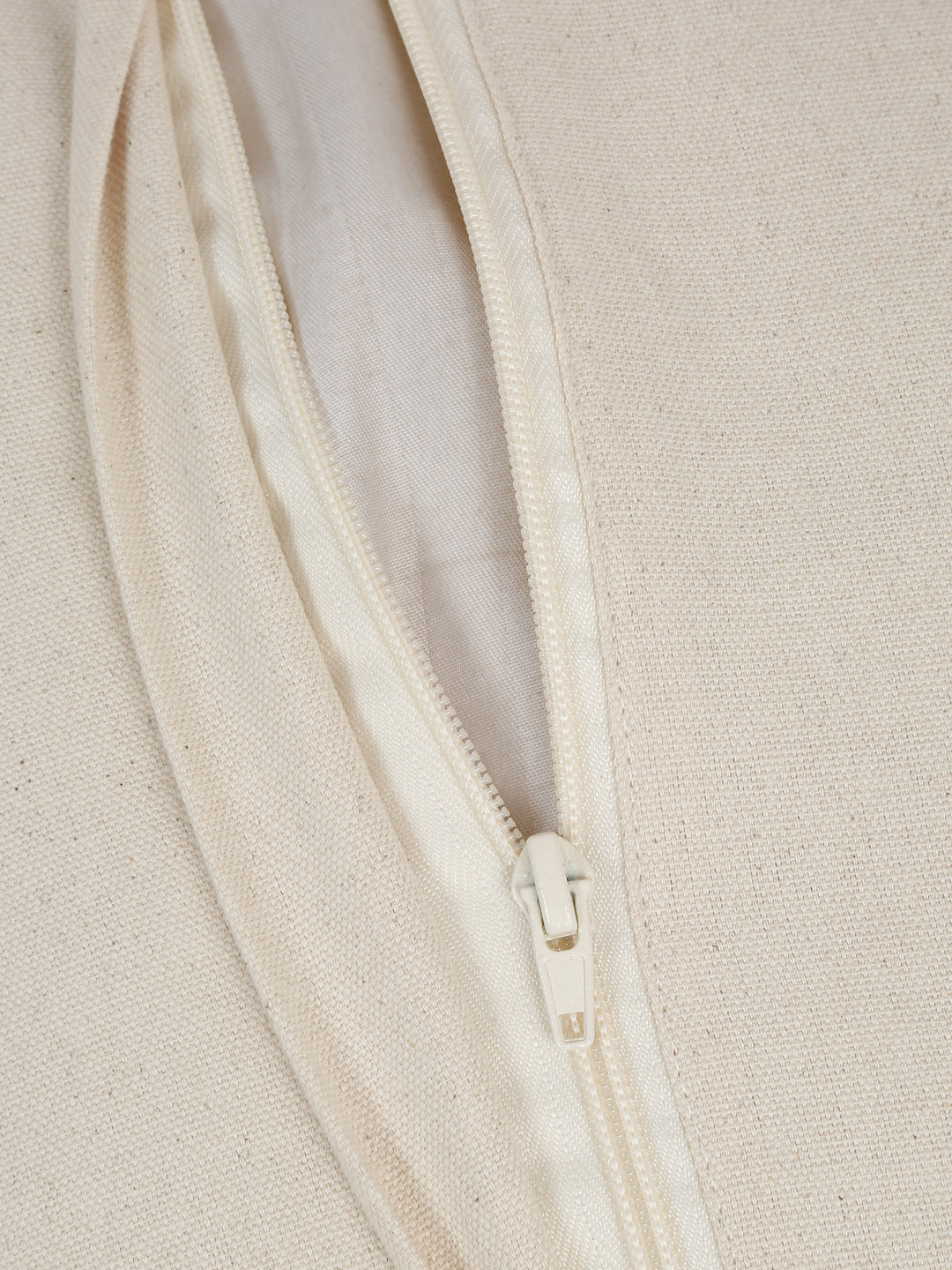 Eyda White & Peach Cotton Hand Woven Cushion Cover Set of 2