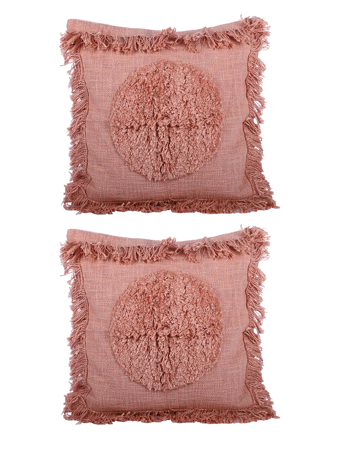Eyda Peach Color Designer Cushion Cover Set of 2-18x18 inch