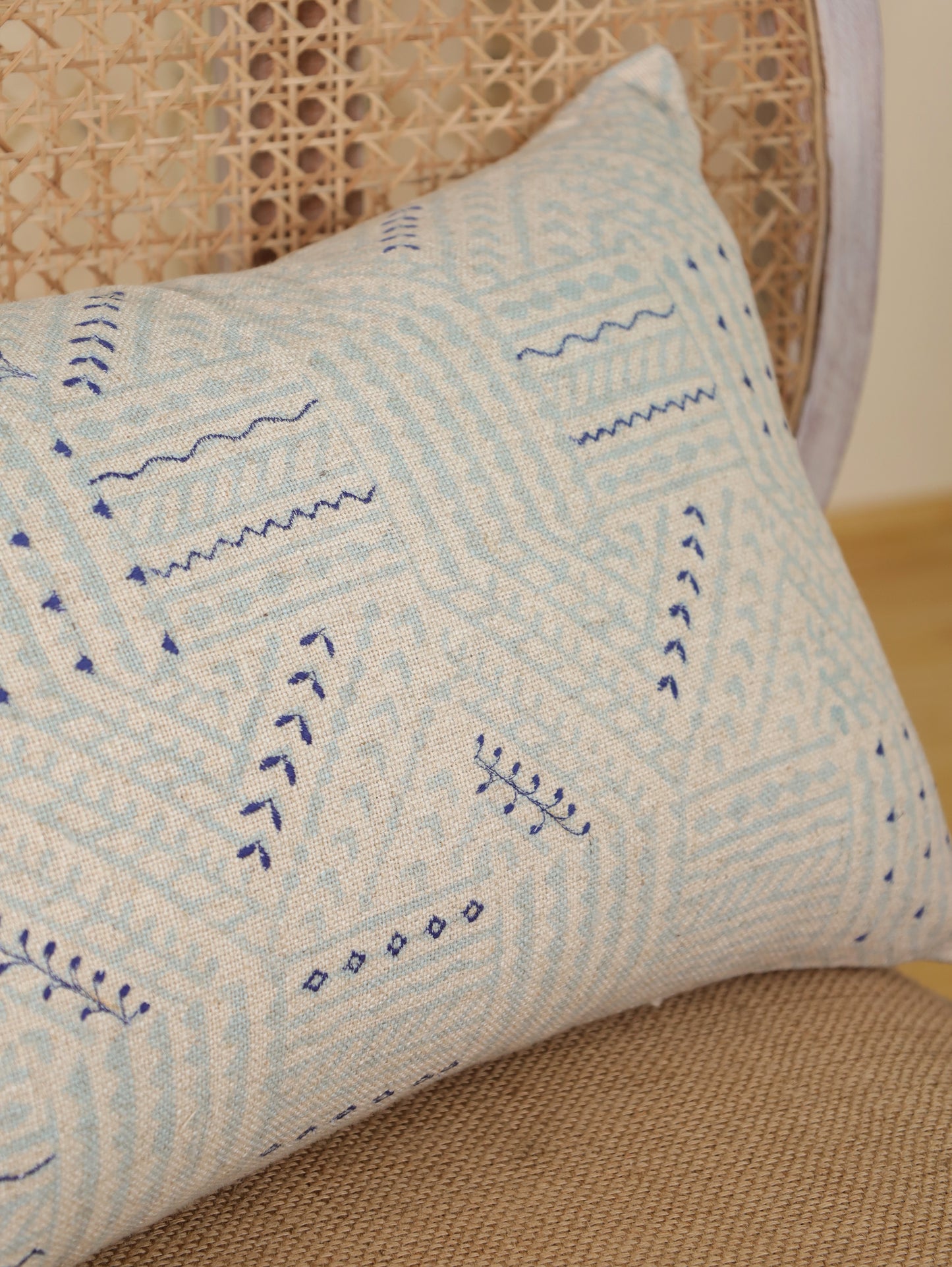 Hand Block Floral Printed Cushion Cover