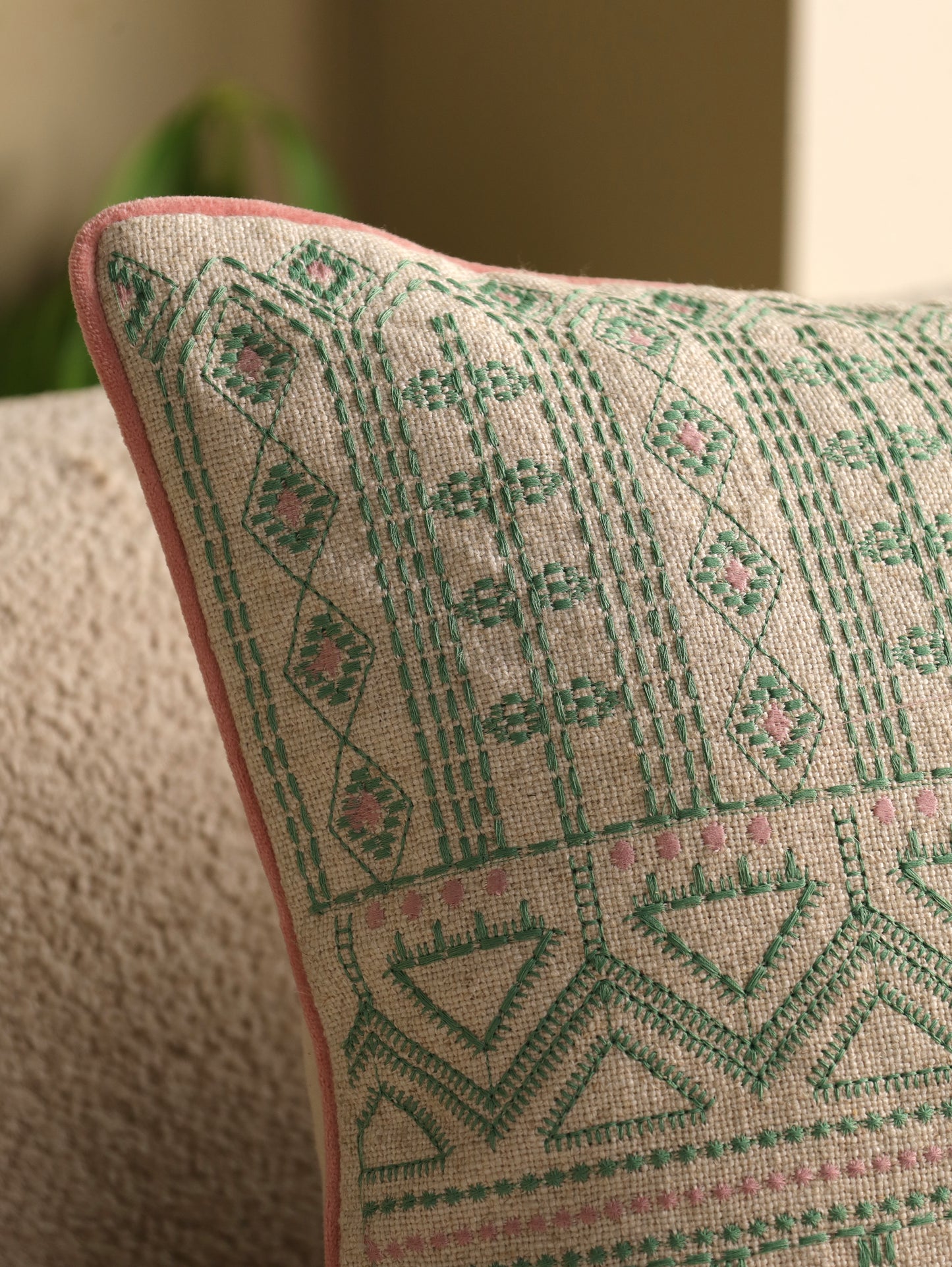 Boho Embroidered Cushion Cover