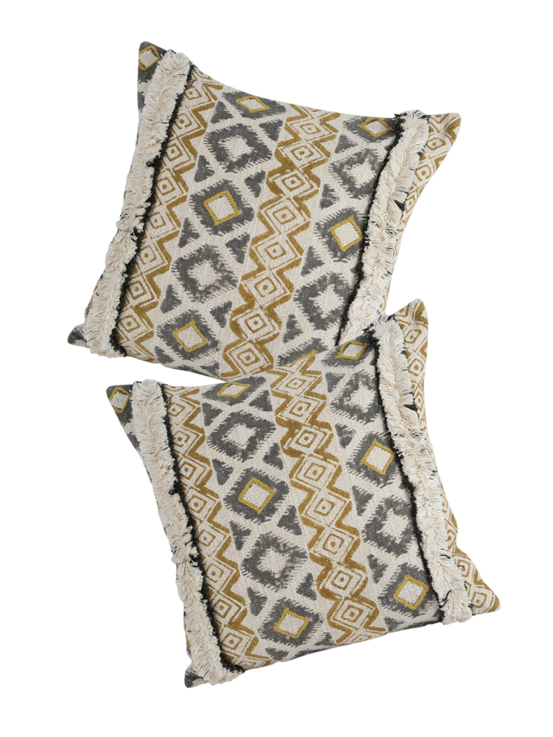 Eyda Premium Cotton Designer Beige Cushion Cover Set of 2-18x18 inch