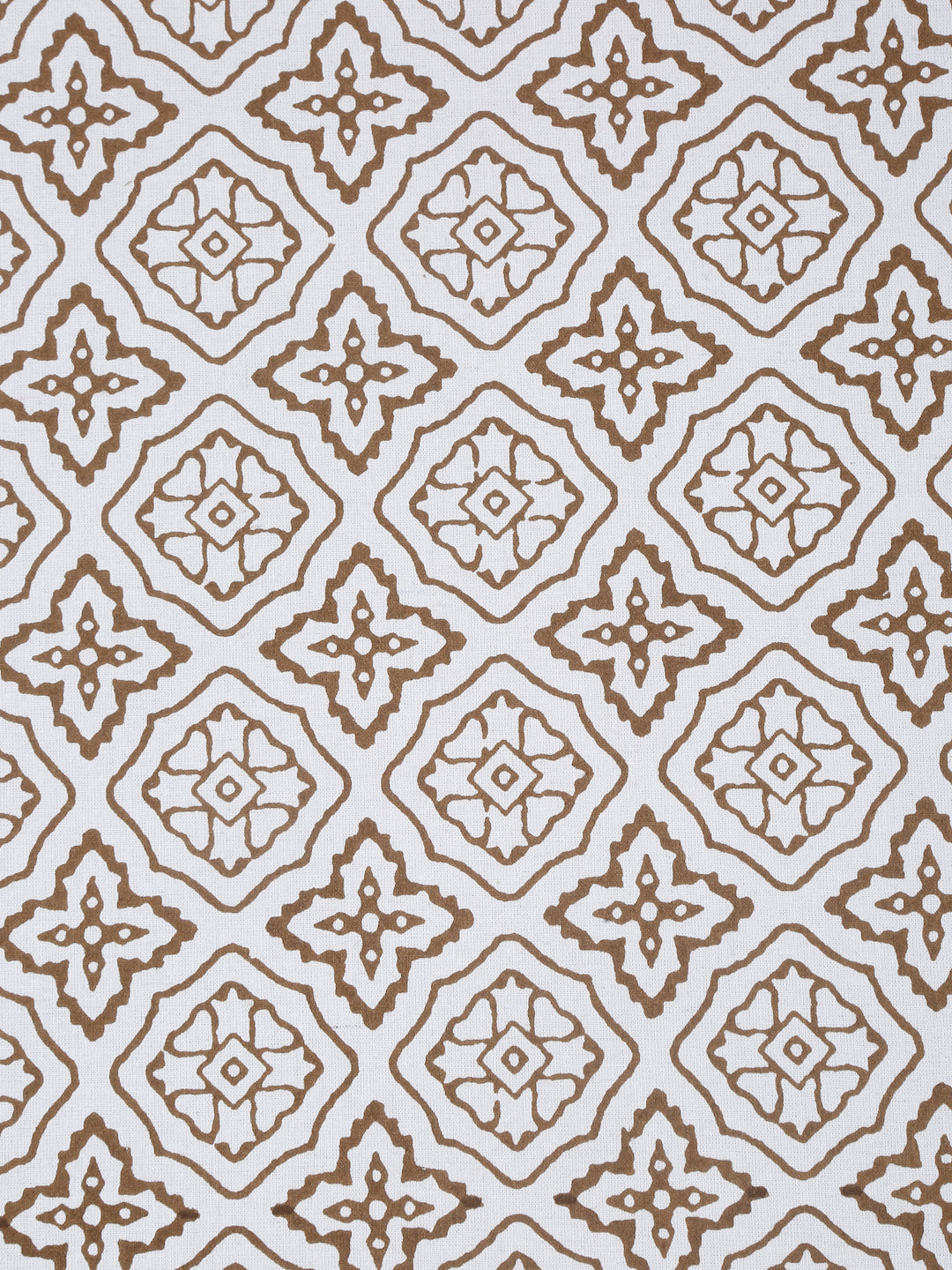 Rajasthan Decor White and Gold Cotton Geomatric Print King Bed sheet with 2 Pillow Covers