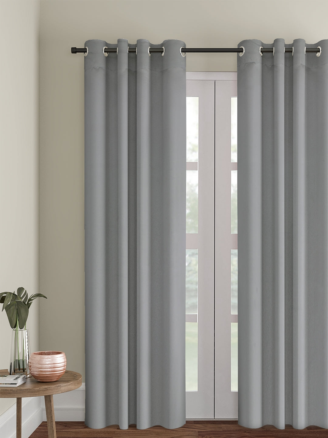 Eyda Grey Color Premium Semi Blackout Door Curtain- 1 Pc