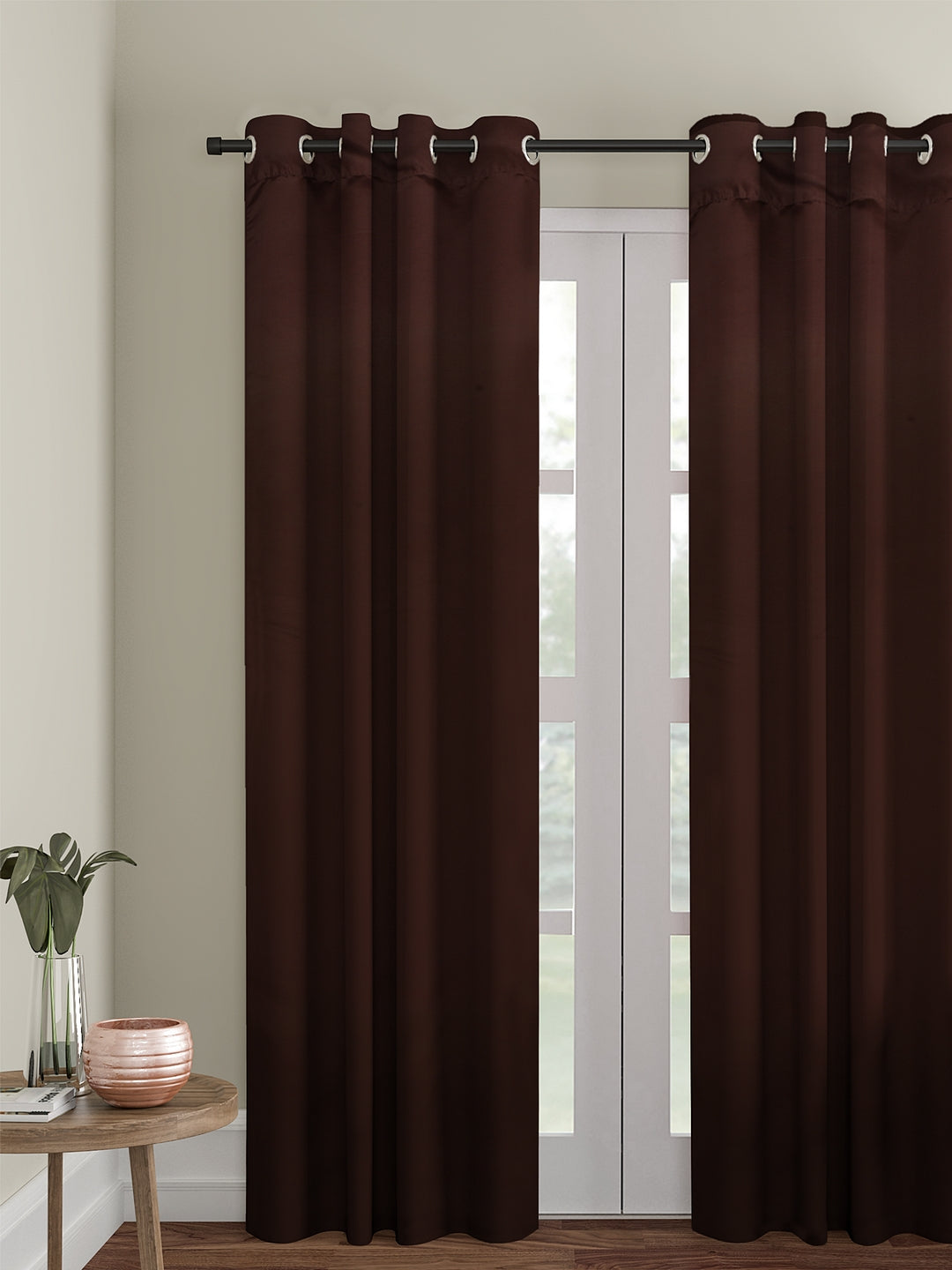 Eyda Brown Color Premium Semi Blackout Long Door Curtain- 1 Pc