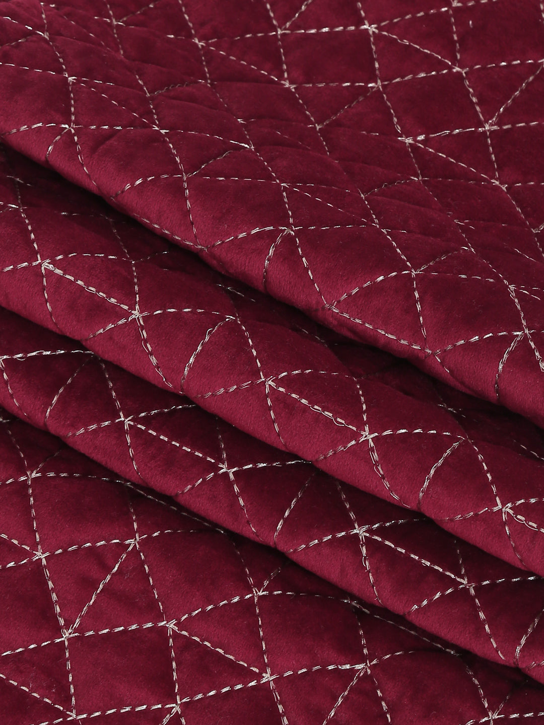 Eyda Maroon Color Quilted Table Runner