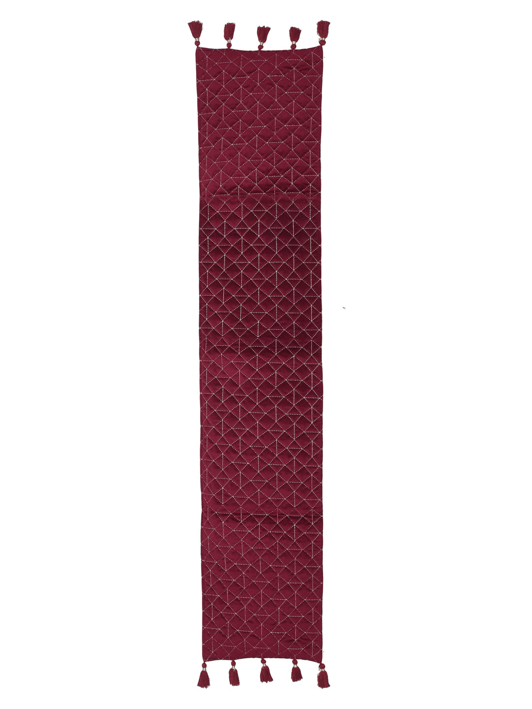 Eyda Maroon Color Quilted Table Runner