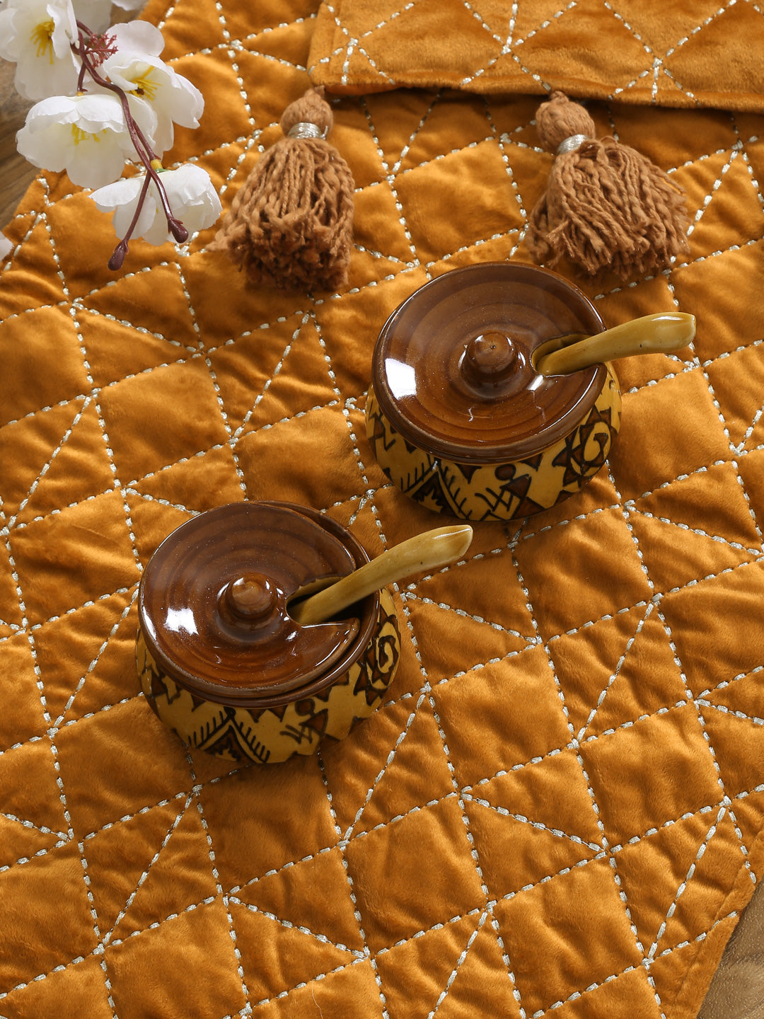 Eyda Mustard Color Quilted Table Runner