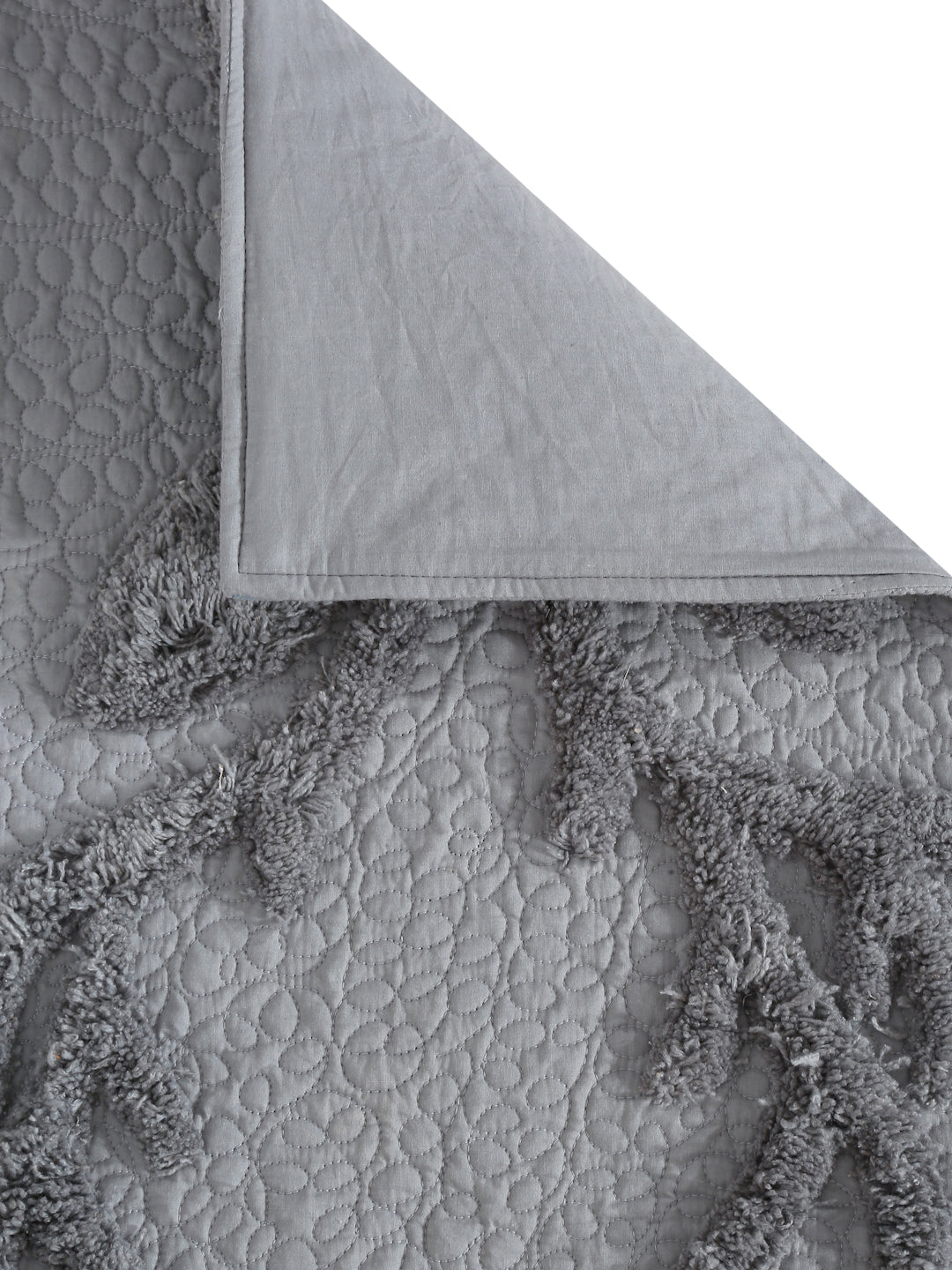 Eyda Grey Colored Cotton Tufted Table Runner