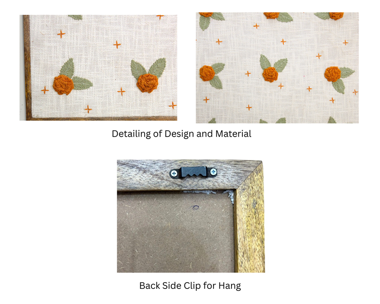 Handcrafted Floral Wall Art Decor | Embroidered Marigold Wall Hanging for Living Room & Bedroom