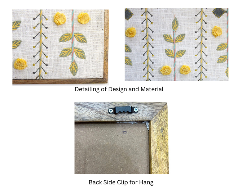 Handcrafted Embroidered Botanical Wall Art | Floral Textile Wall Hanging for Living Room & Bedroom