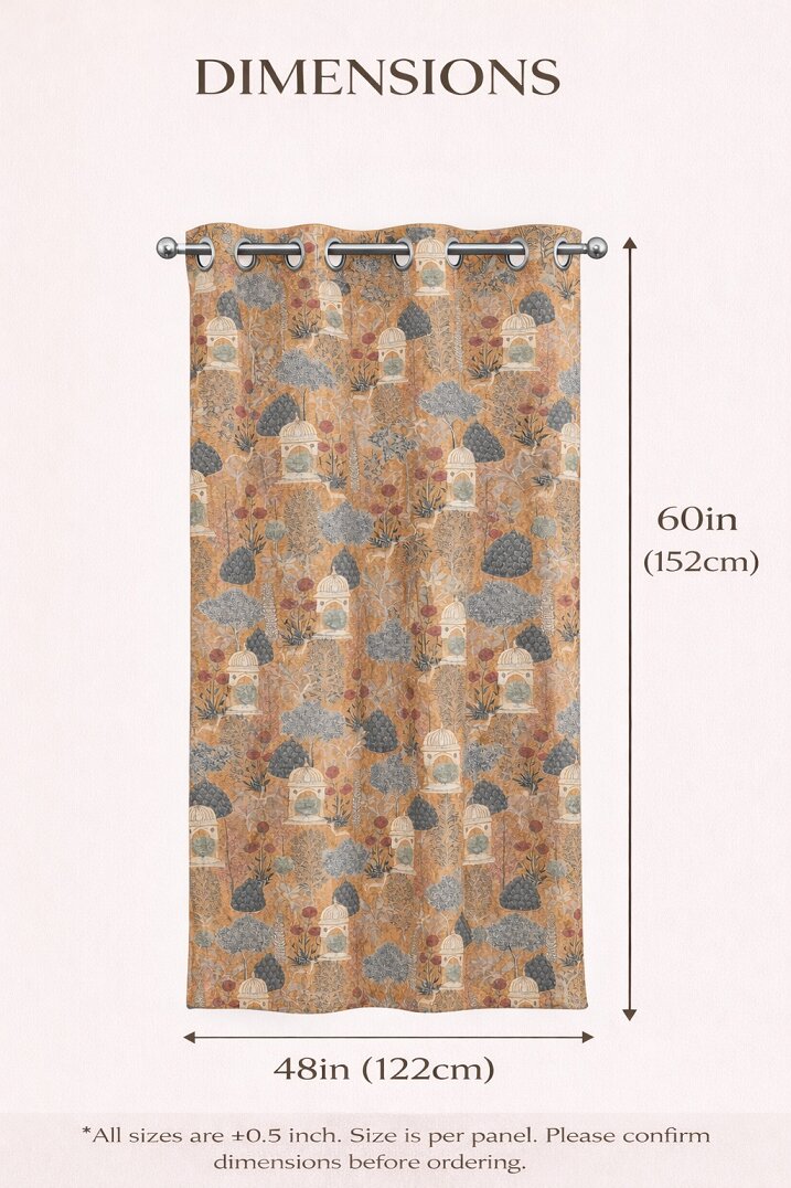 PICHWAI PRINT LINEN LONG DOOR CURTAIN 2 PCS