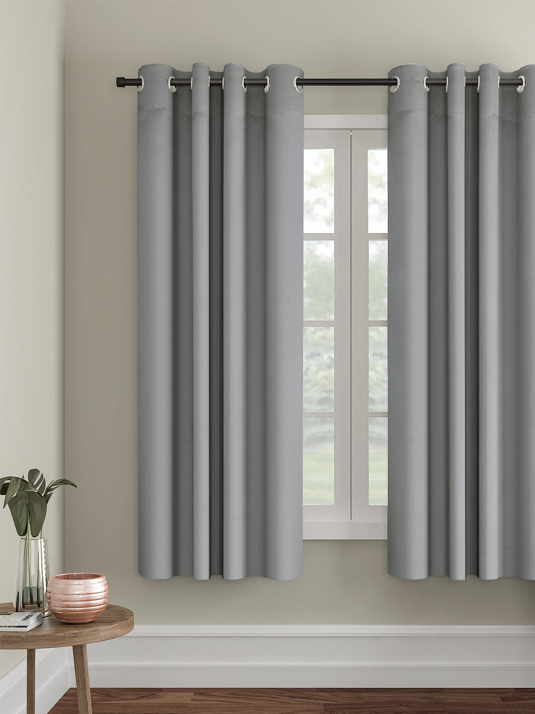 Eyda Grey Color Premium Semi Blackout Window Curtain- 1 Pc
