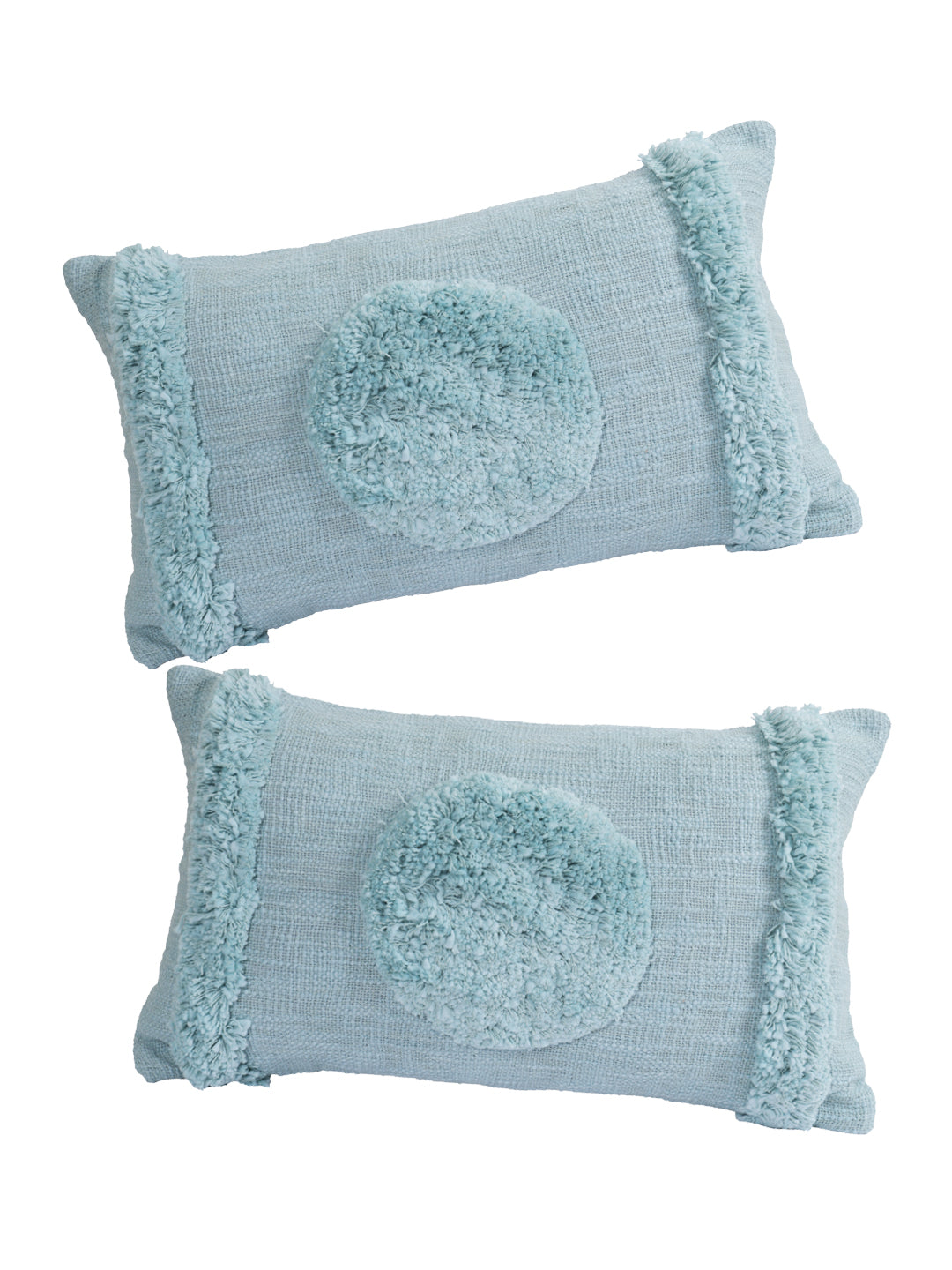 Eyda Set of 2 Cotton Turquoise Cushion Cover 12x20 inch