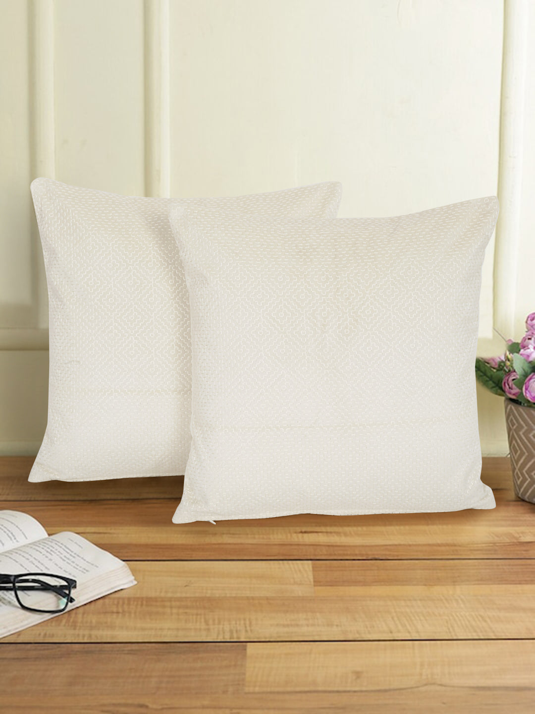 Eyda Ivory Velvet Cushion covers set of 2