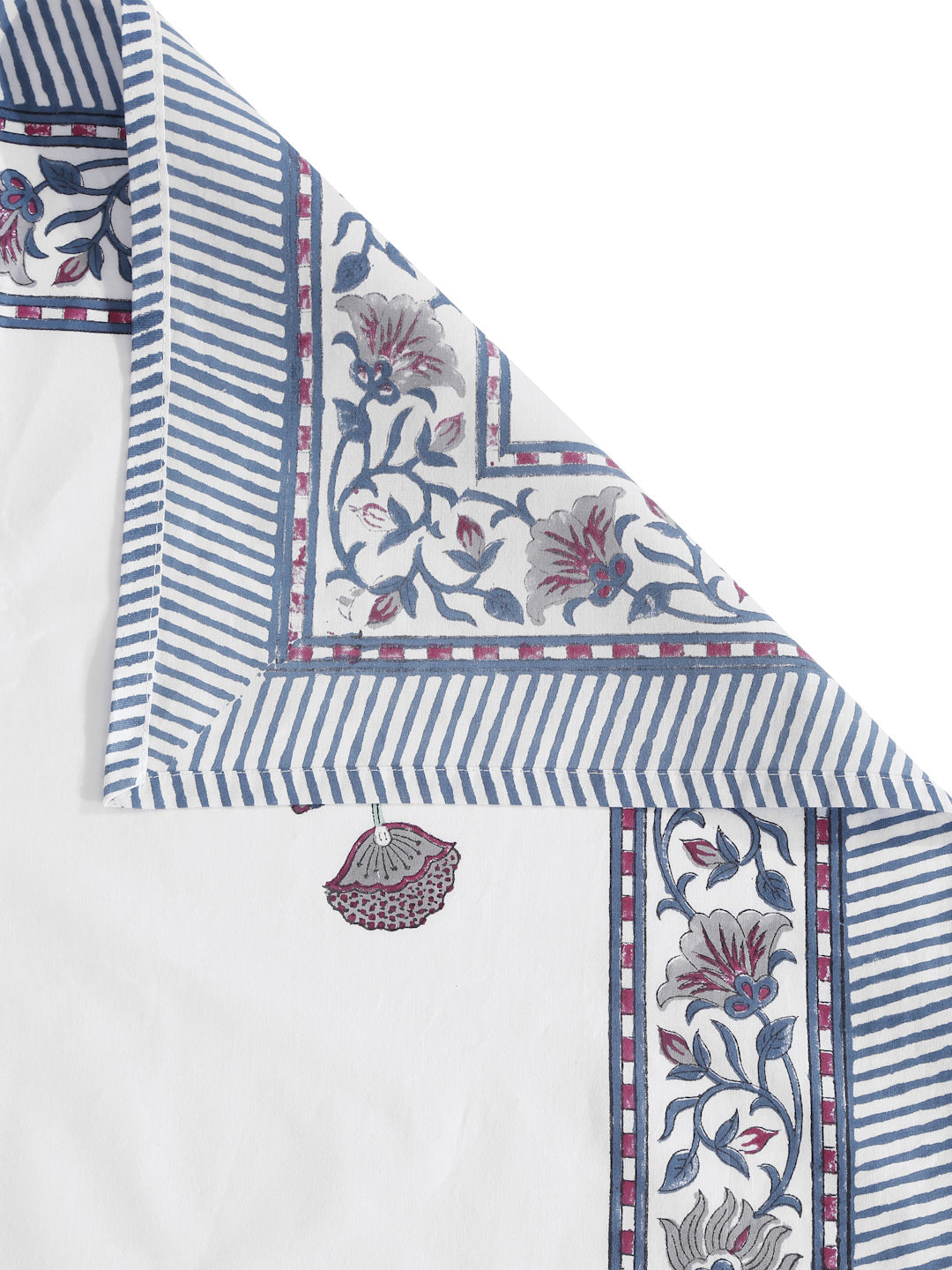 Rajasthan Decor 240 TC Percale Cotton Hand Block Cotton King Bedsheet with 2 Pillow Covers